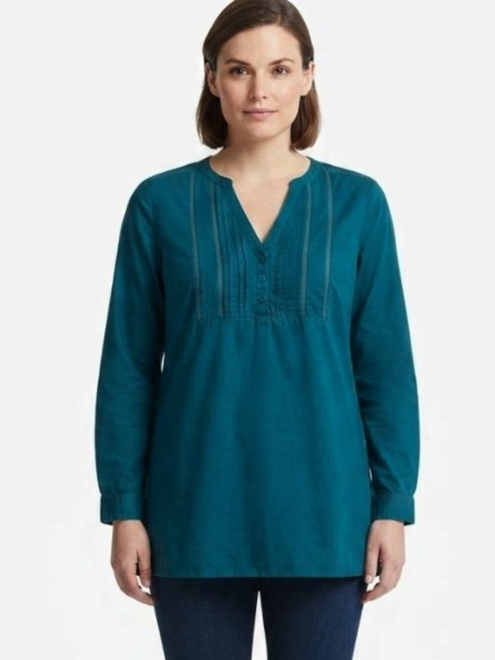 Calvin Klein Jeans Peacock Blue Smock Front Cotton Blouse- Sz. Med